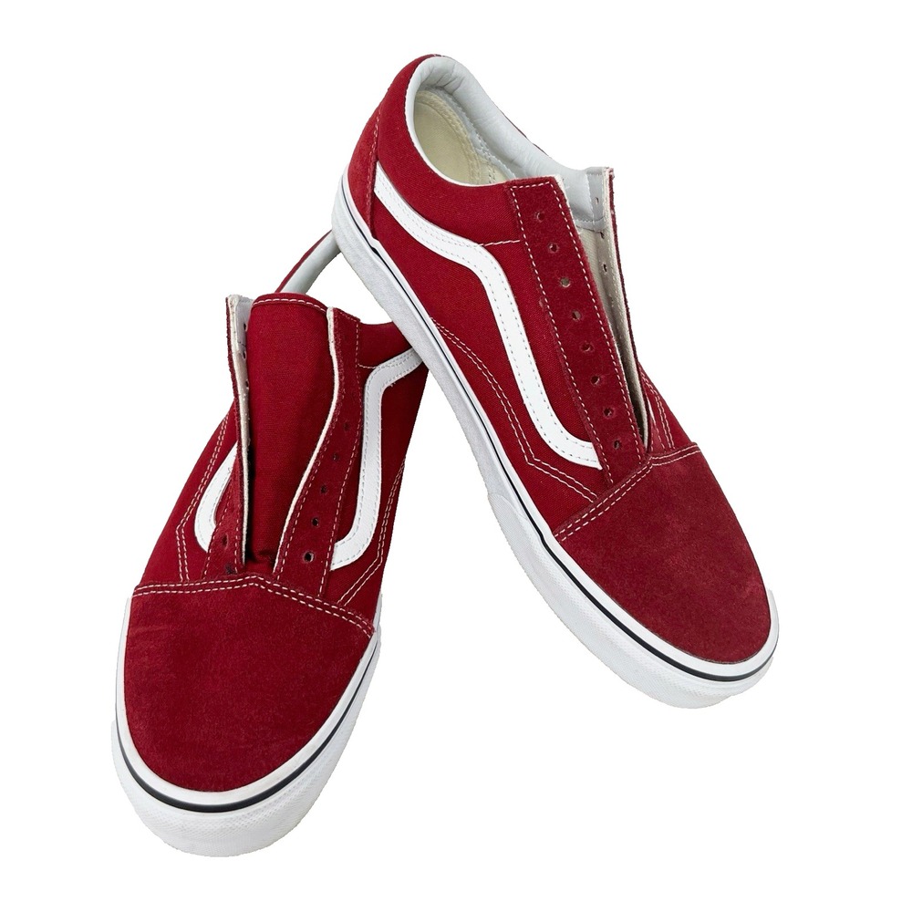 VANS Old Skool Burgundy Red Suede/Canvas Low Top Skate Shoes Sneakers Men Sz 10